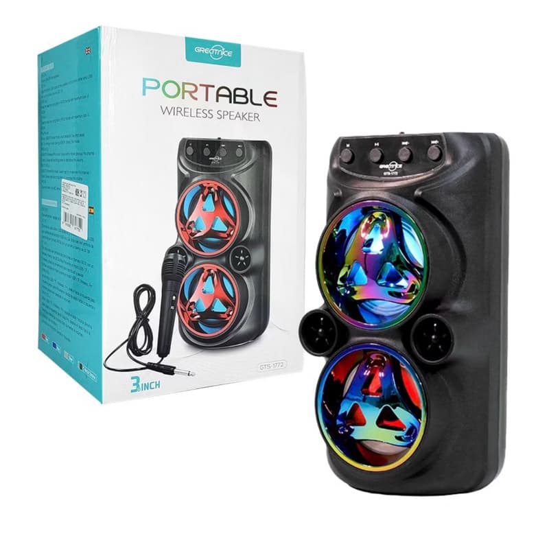 Caixa de Som Com Microfone Karaoke Bluetooth Rádio FM PenDrive SD GTS 1772/ kts 1513 / Ktx 1588 bass