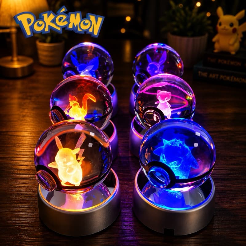 Action Figure Pokémon Led Pikachu 3D Bola Luminária Decoração Gamer