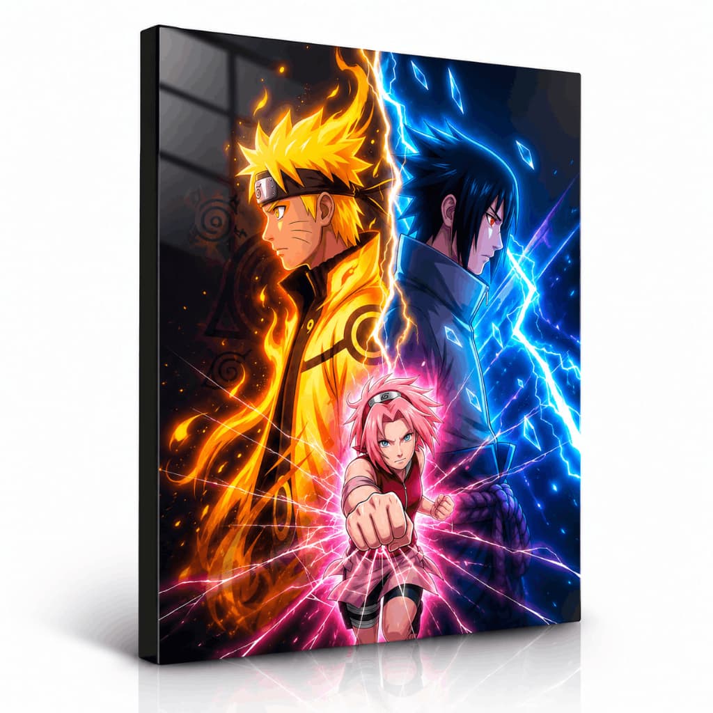 Quadro Naruto e Sasuke Anime MDF Decorativo com Sakura para Quarto Gamer Otaku Parede Geek