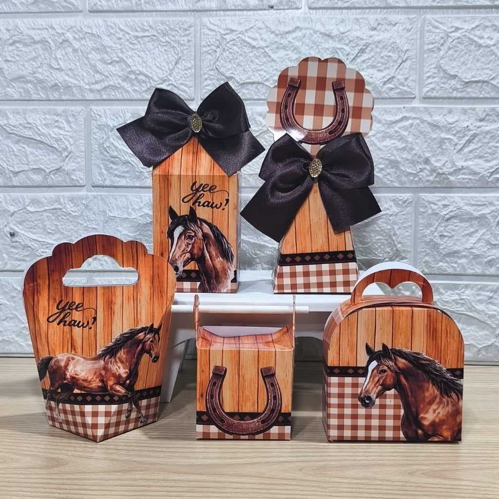Kit Personalizados caixinhas CAVALO COWBOY MENINO FAZENDINHA aniversário-Festa PEGUE E MONTE