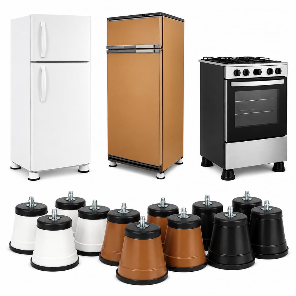 Kit 4 Pés Rodinhas Fogão Geladeira e Frezers Universais Eletrodomésticos 380kg Preto Branco Marrom