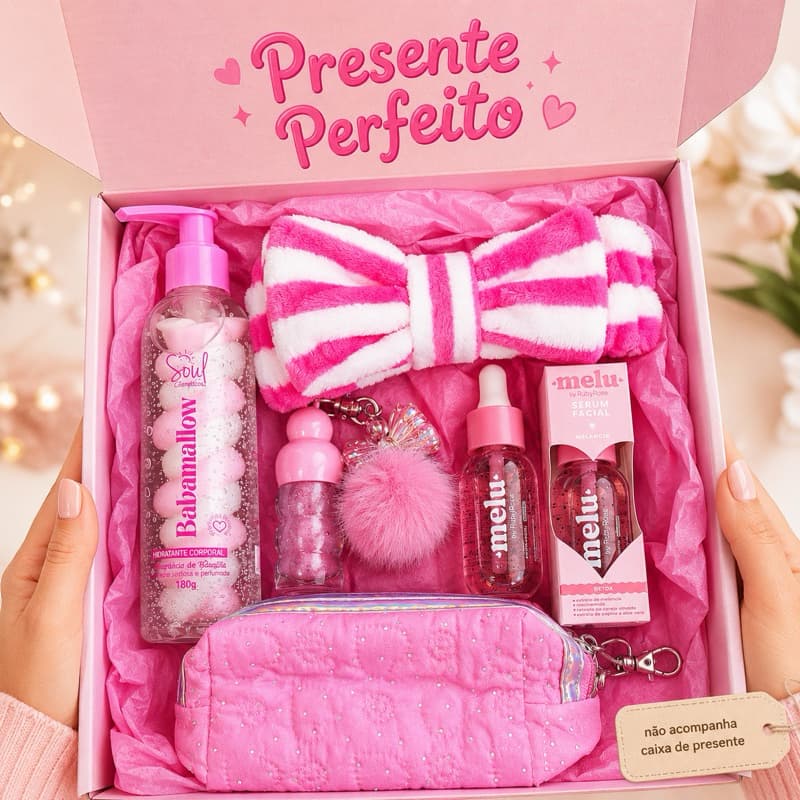 Kit Skincare Sérum Glow + Lip Oil + Nécessaire Presente Completo Infantil Feminino Adolescente Menina
