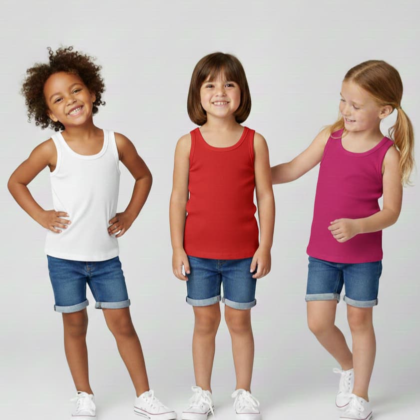 Kit 3 Regatas Infantil Feminina Ribana Algodão Confortável Verão Menina