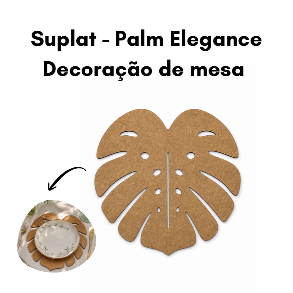 Kit Sousplat MDF 20cm Costela de Adão Mesa Posta Decoração Jantar Festa