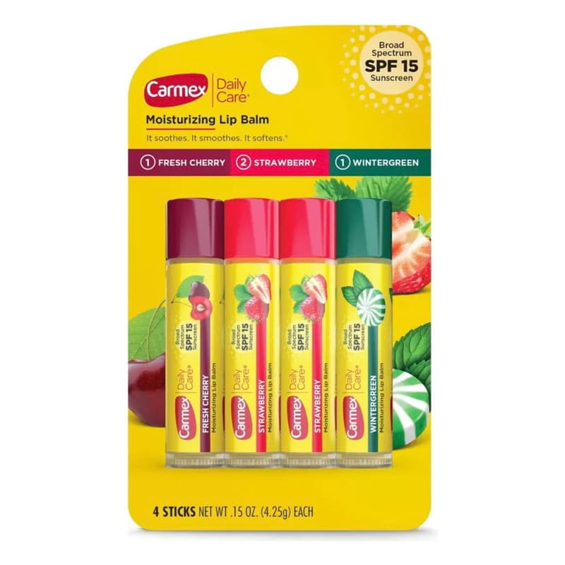 Protetor Labial Carmex Daily Care FPS15 4,25g | Cereja, Morango, Menta ou Kit 4 Unidades
