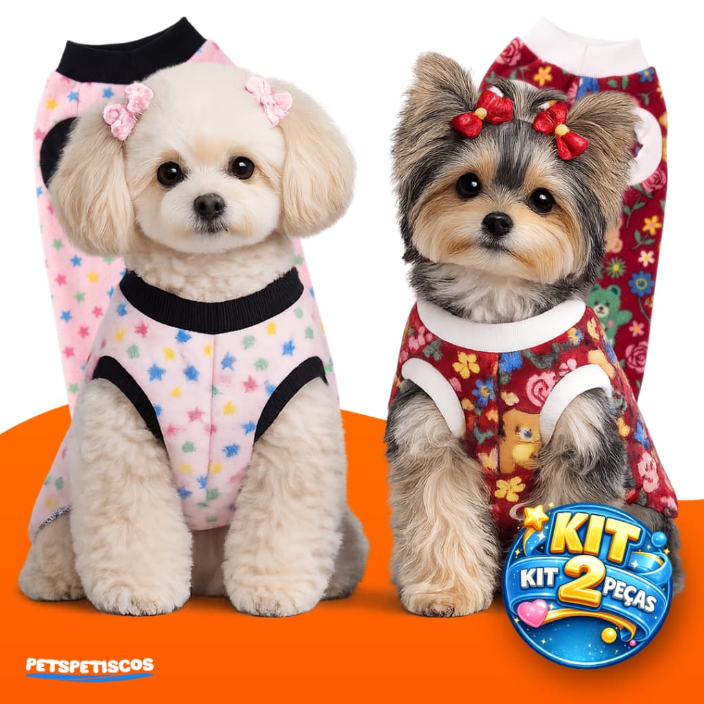 Kit 2 Roupa Pet Inverno Para Cachorro Pet Fêmea Pequeno a Grande Porte 2 Peças Roupa Soft