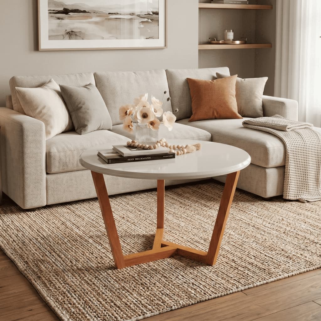 Mesa de Centro Pandora Pés Madeira Maciça MDF Mesinha Apoio Sala de Estar