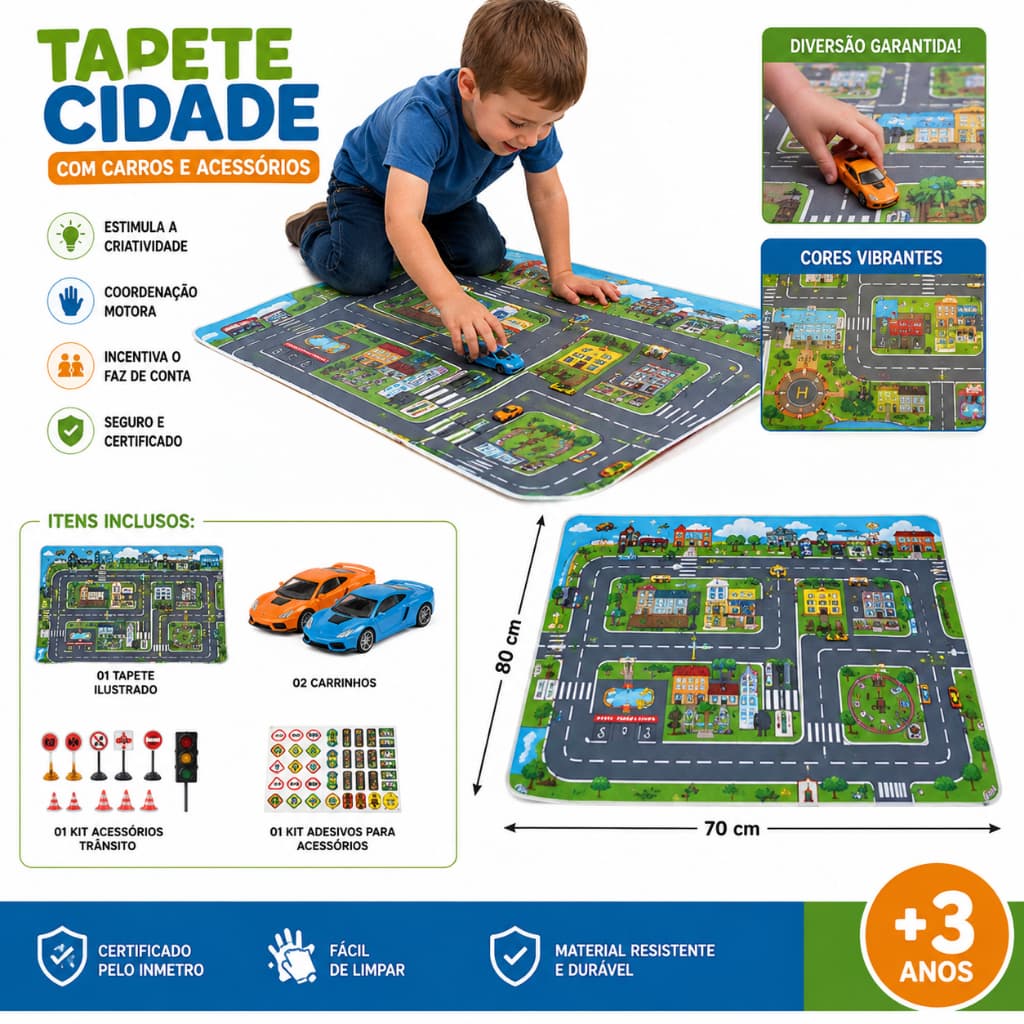 Conjunto Carrinho Passeio Infantil Completo Tapete Acessórios Segurança Conforto