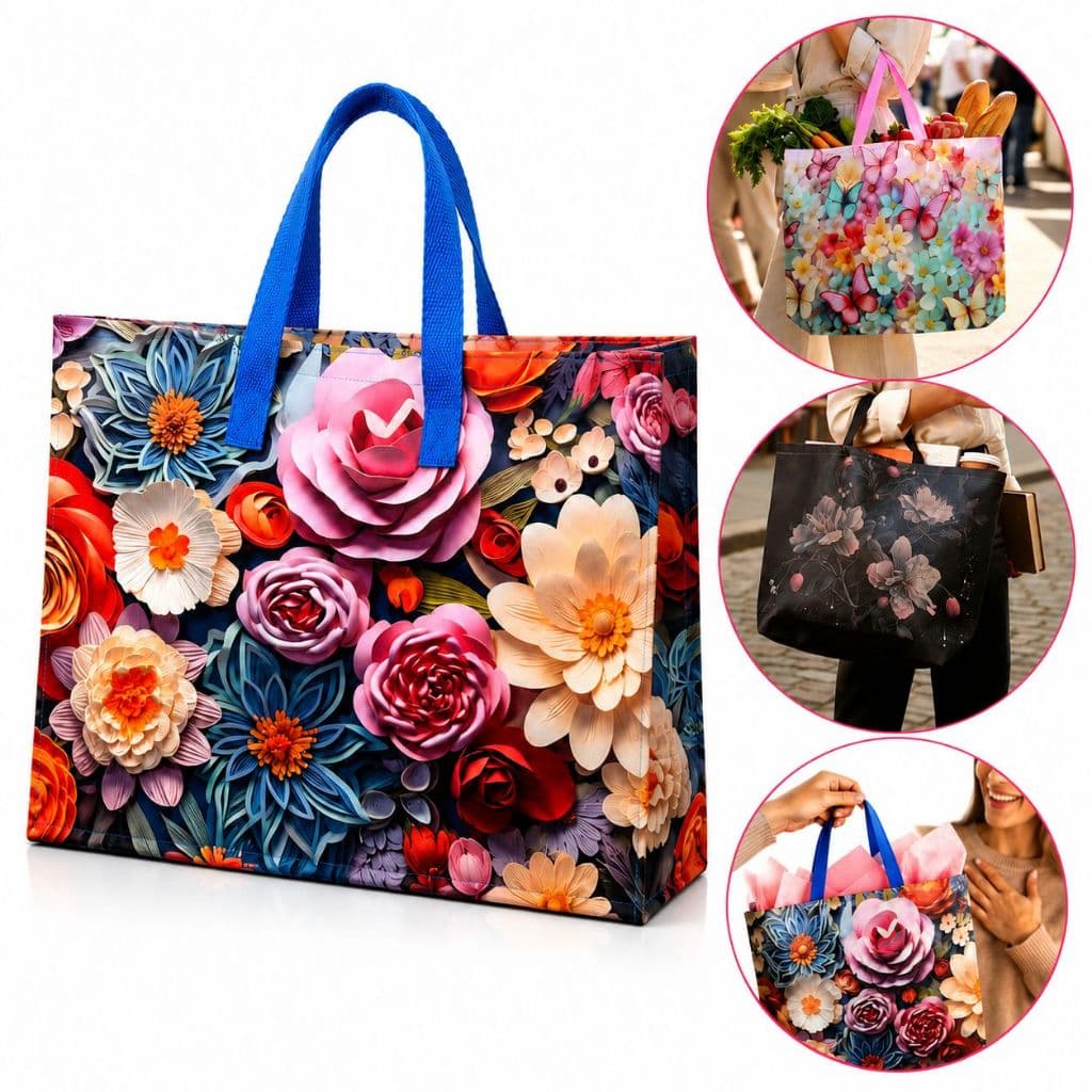 Kit Bolsa Sacola Média Reutilizável 32x42 Sacola de Presente Para o Dia a Dia Compras Impermeável