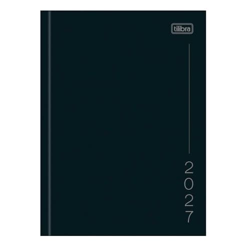 Agenda 2027 Costurada Diária Pepper Preta Escritório/Escolar Tilibra