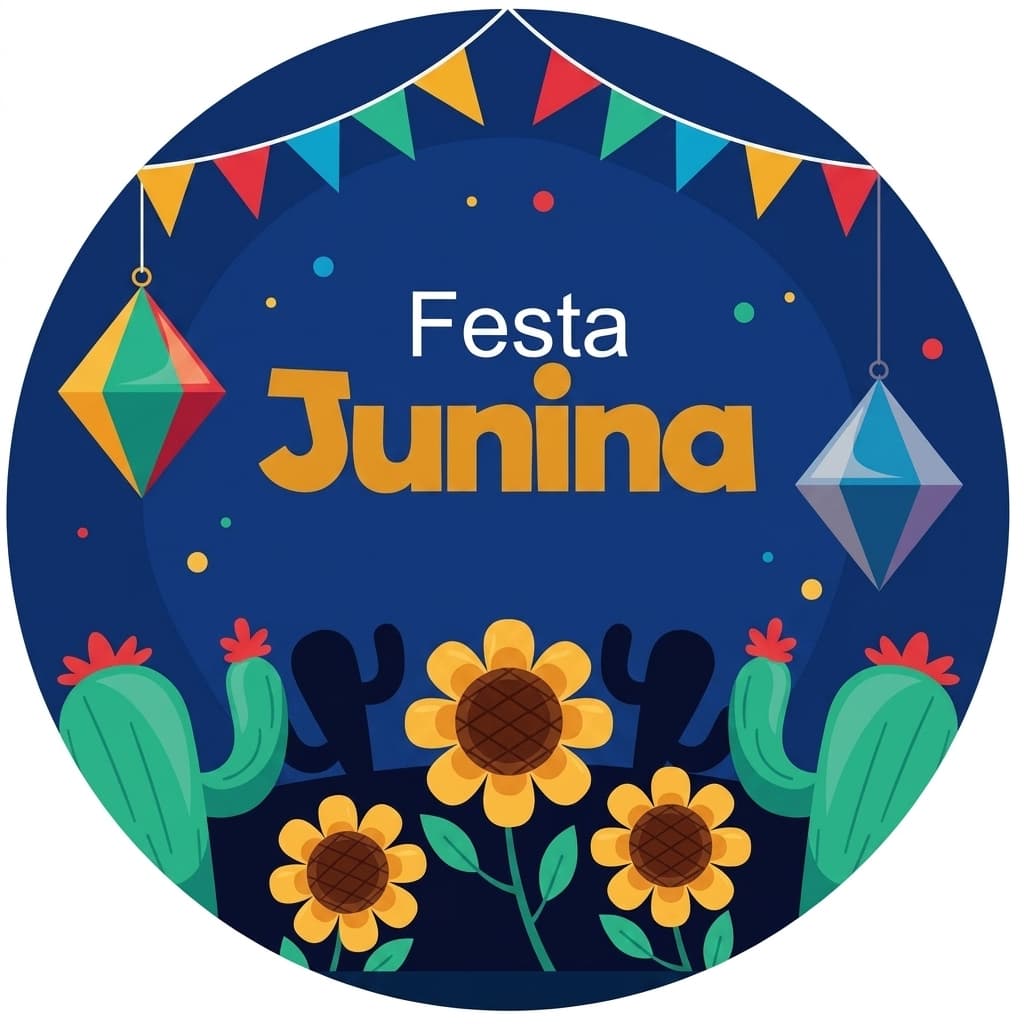 Painel Redondo Arraiá Personalizado 50x50cm – São joão Decoração