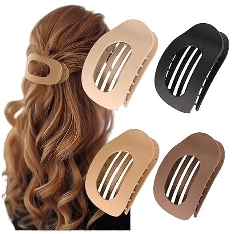 Presilha de Cabelo Grande Antiderrapante - Prendedor Oval Prático, Acessório Elegante e Versátil para Uso Diário