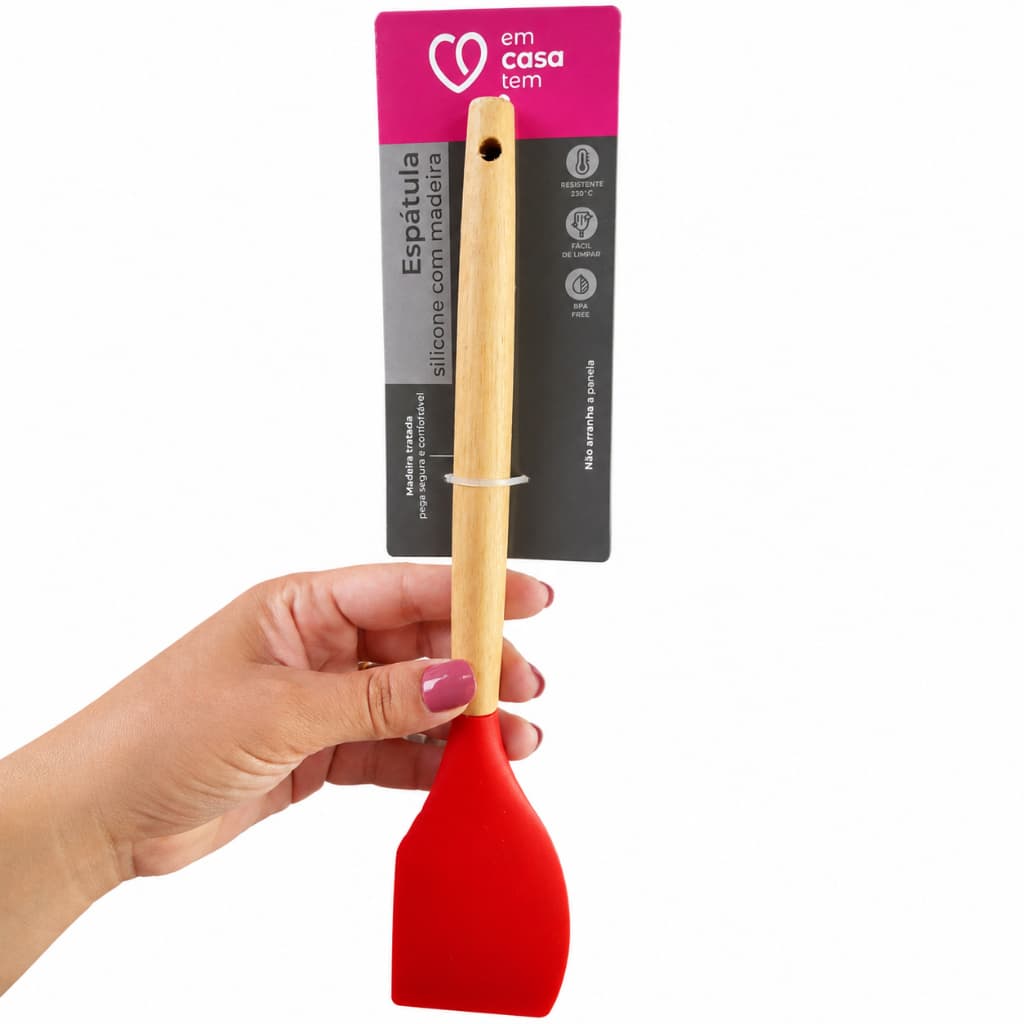 Espátula de Silicone com Cabo de Madeira Resistente Utensilios de Cozinha