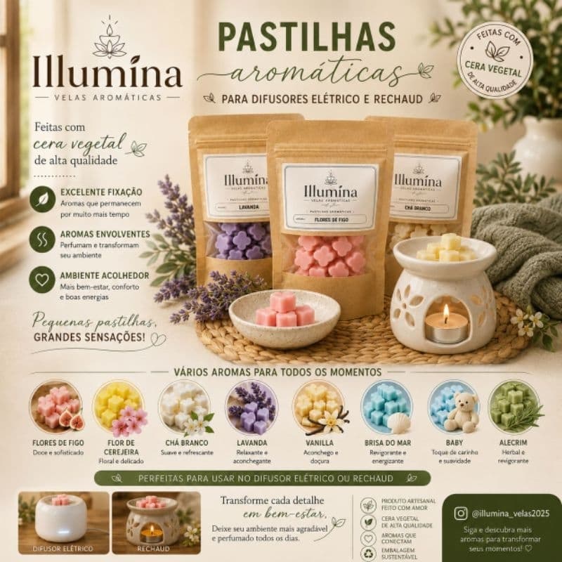 Wax Melts - Pastilha Aromática para Difusor Elétrico e Rechaud 16g | Aromatizador de Ambiente