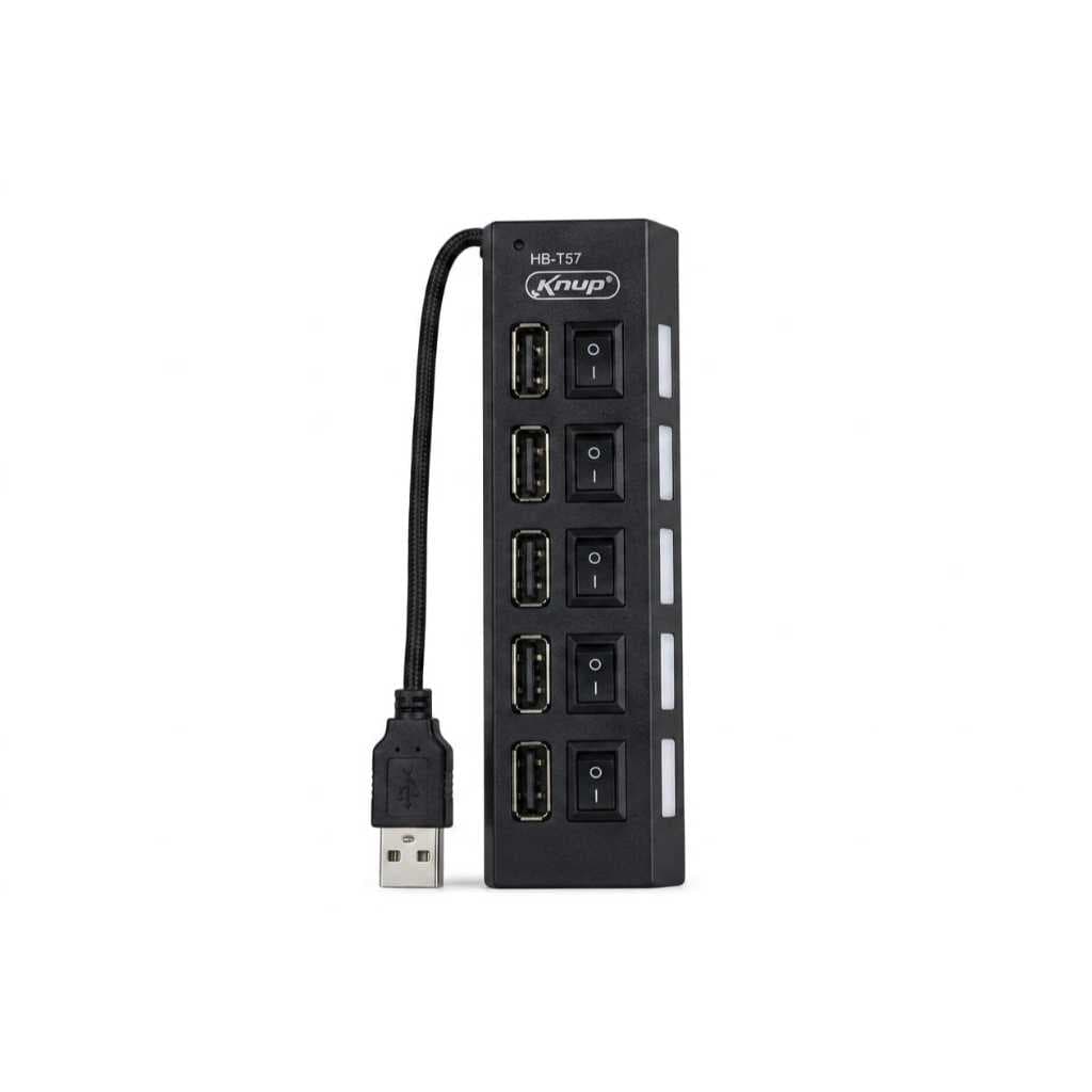 Hub USB 7 Portas 2.0 - Botão Liga/Desliga Individual, Plug and Play, Proteção de Corrente