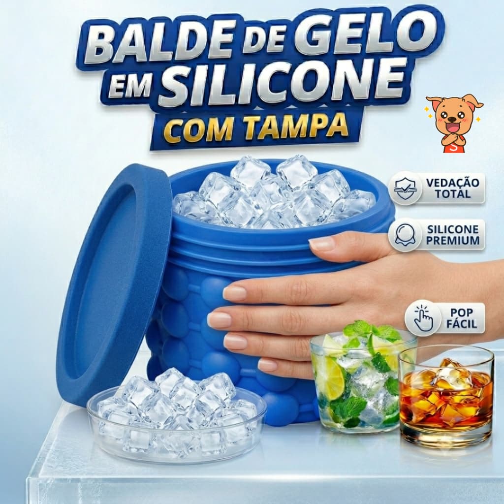 Mini Balde de Gelo Silicone Térmico Gelar Lata Gelo para Bebidas de Festas Calor Prático