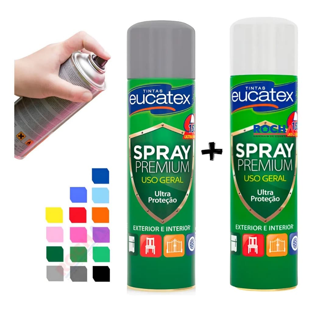 Kit 1 Tinta Spray Colorida + 1 Spray Fundo Primer para Plastico 400ml