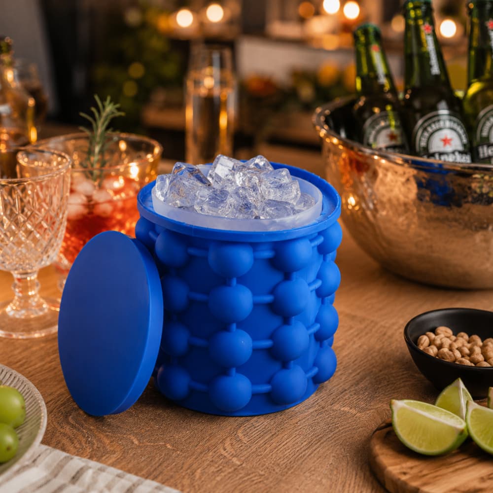 Balde Termico Silicone Reutilizavel Anti Vazamento Conservacao Gelo Bebidas
