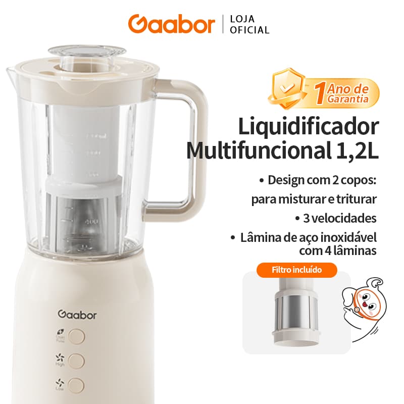 Gaabor Processador Alimentos 3 em 1 3 Lâminas Aço Inox 110V/220V 400W JM-12E01A