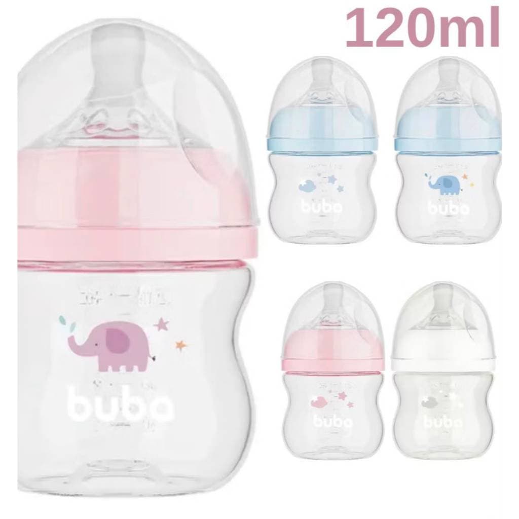 Mamadeira Buba Easy Flow 120ml Anticólica Bico Silicone Macio Livre de BPA para Bebê