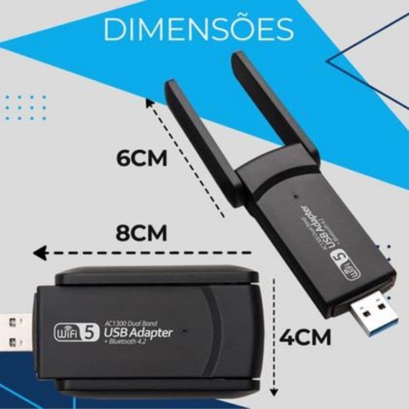 Adaptador Wifi 5ghz Usb 3.0 Dual 5g 1300mbps Bluetooth