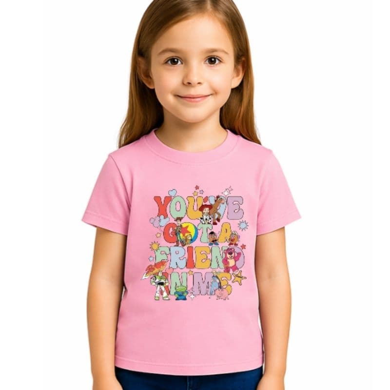 Camiseta Infantil Unissex Toy Stor You've Got a Friend In Me Colorida Algodão