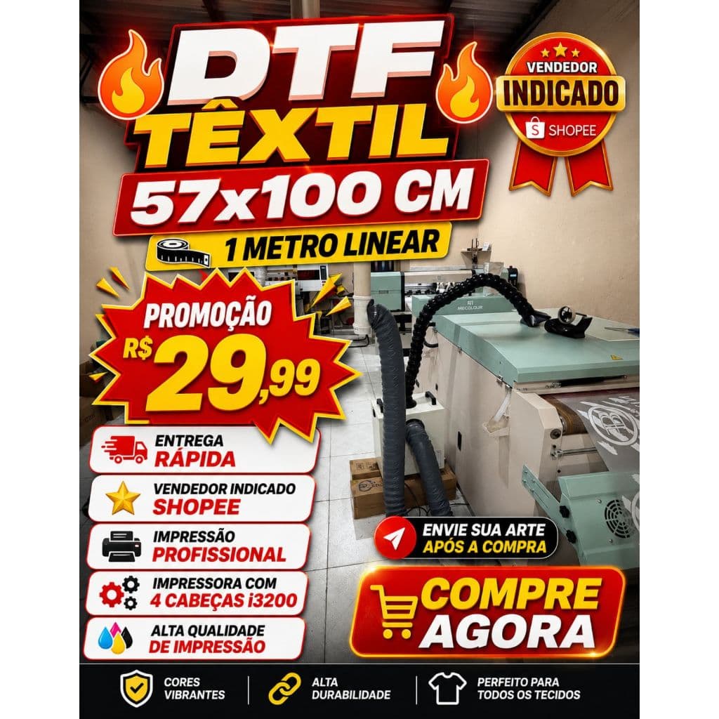 DTF TÊXTIL 1 METRO LINEAR 57x100 – ENTREGA RÁPIDA