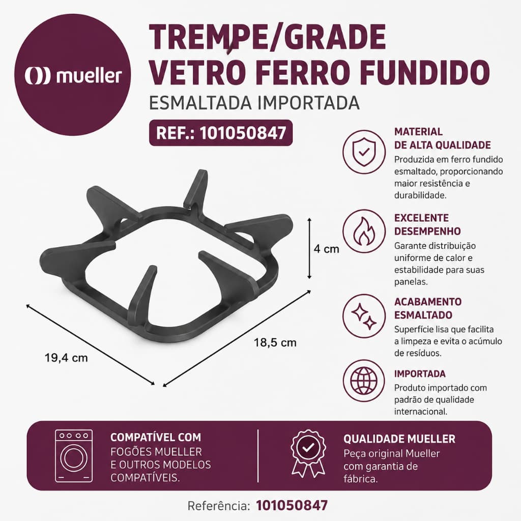 Mueller Trempe/grade Vetro Ferro Fundido Esmaltada Importada Ref.: 101050847