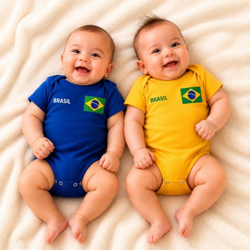 Body Bebê Brasil Suedine 100% Algodão Estampa Silk Confortável Manga Curta Roupa Infantil