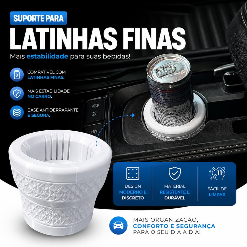 Suporte para Latinhas Finas Carro Adaptador Porta Copos Universal