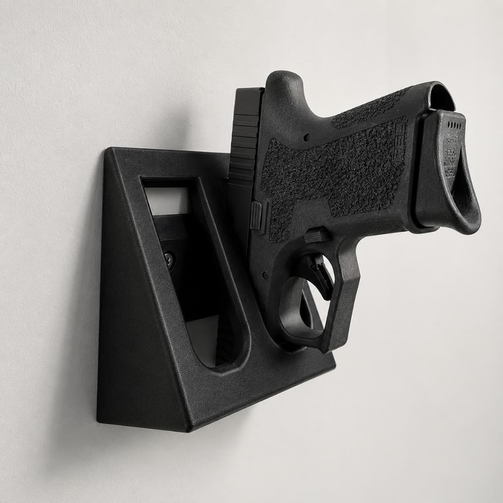 Suporte Parede Pistola Airsoft Duplo GBB AEP Expositor Organizador Rack 2/1 Slots Preto Expositor