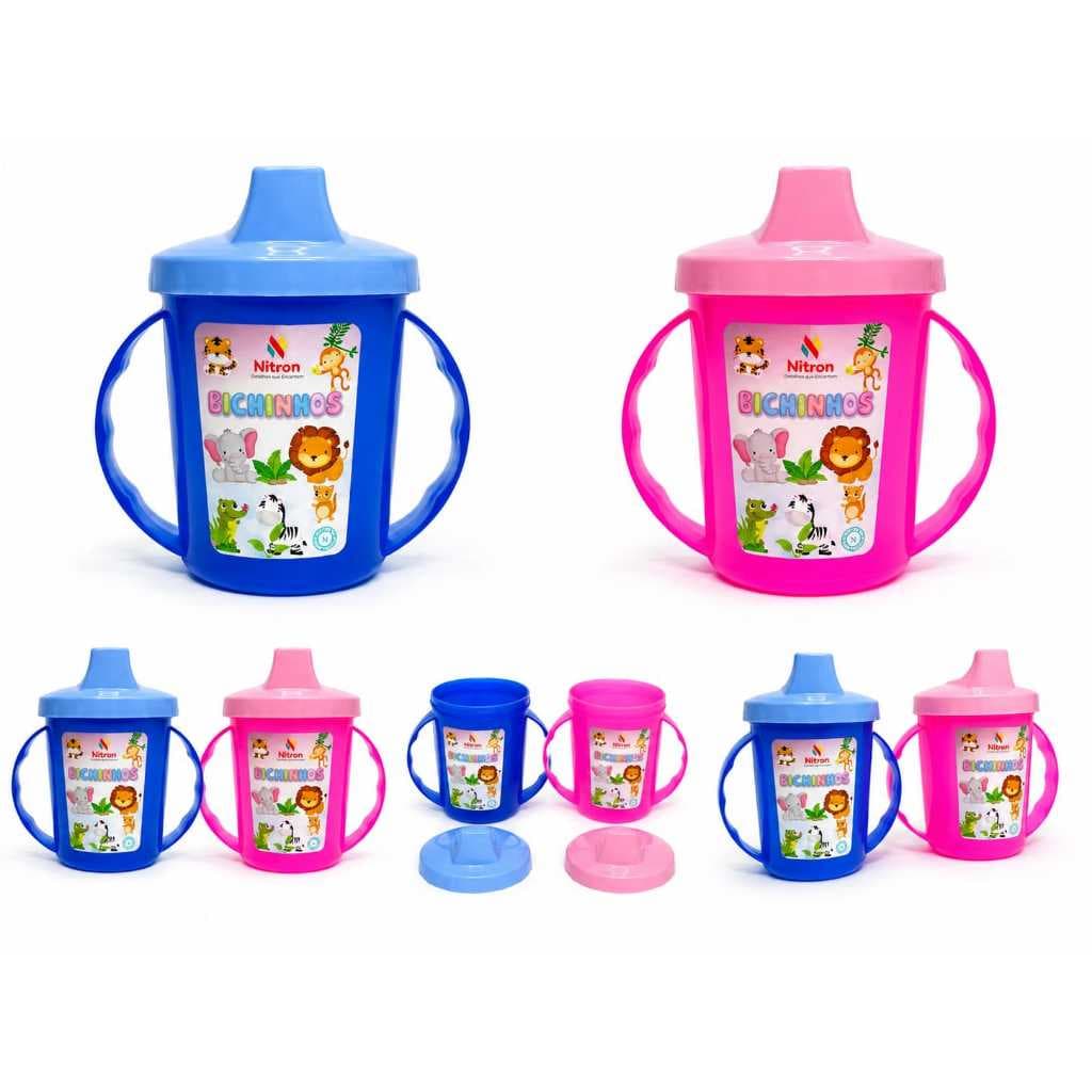 Copo Infantil 320ml De Bichinhos com Alças Copo de Transição para Bebês e Crianças