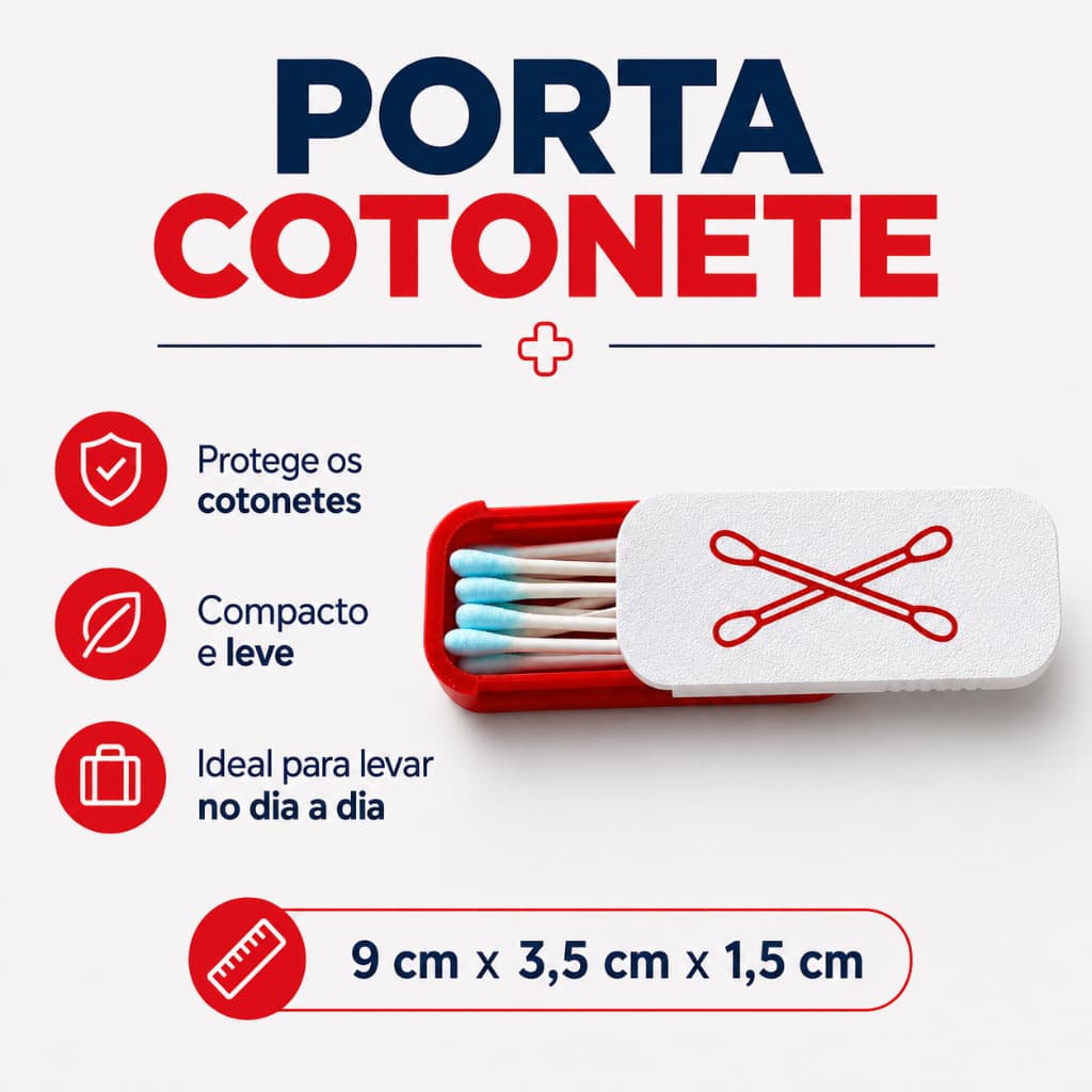Porta Cotonete com Tampa 3D – Estojo Organizador Higiênico para Bolsa Viagem e Necessaire