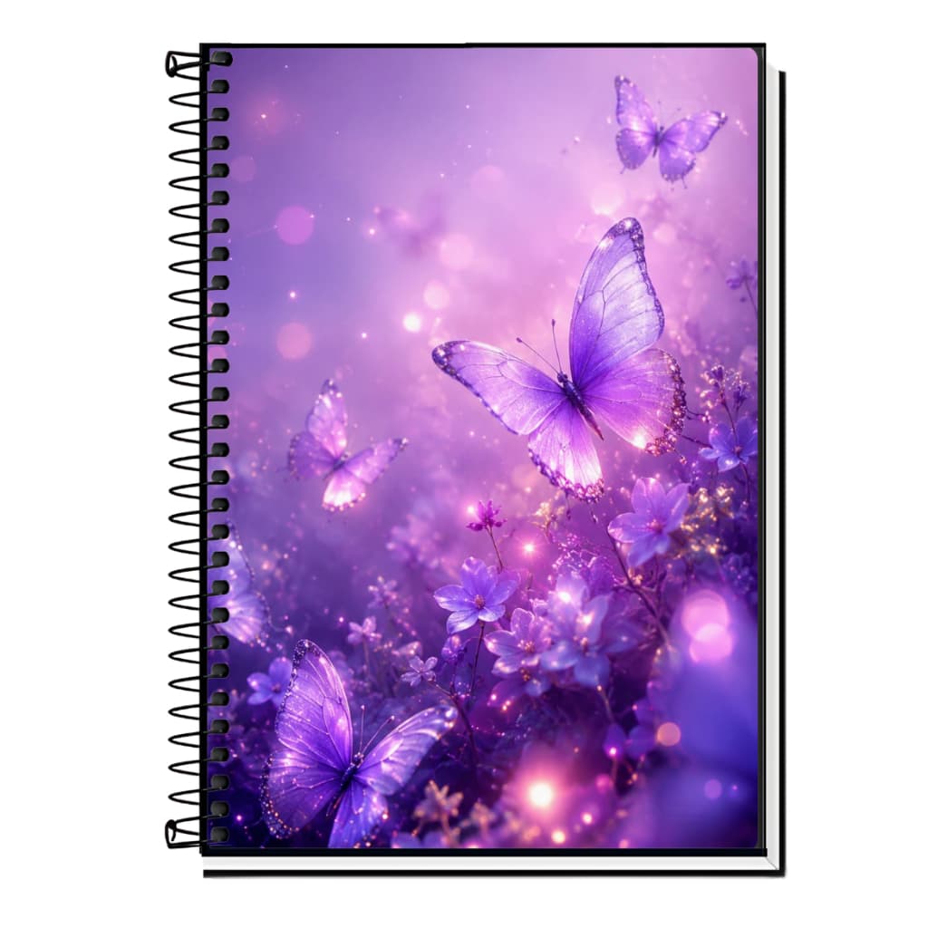 Caderno Personalizado borboleta – Capa Dura  Escolar - universitario , 01 ate 20 materias