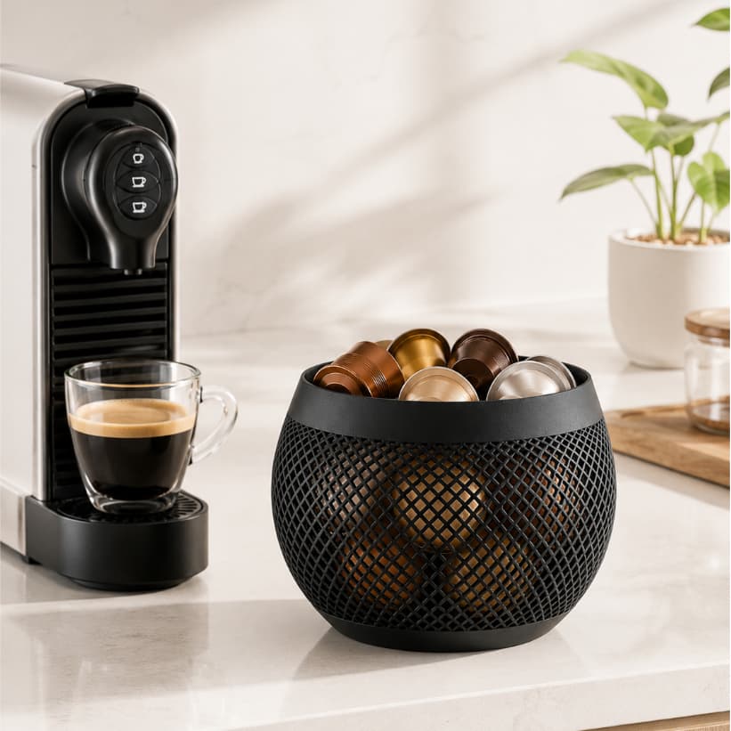 Porta Cápsulas de Café Preto Moderno para Nespresso Dolce Gusto Três Corações 20 Cápsulas
