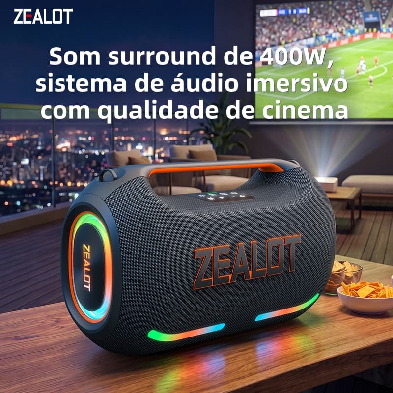 ZEALOT ZE41 Caixa de Som Bluetooth 400W Portátil TWS Power Bank 48000mAh Bluetooth 5.3 À Prova d'Água Som Estéreo USB-C