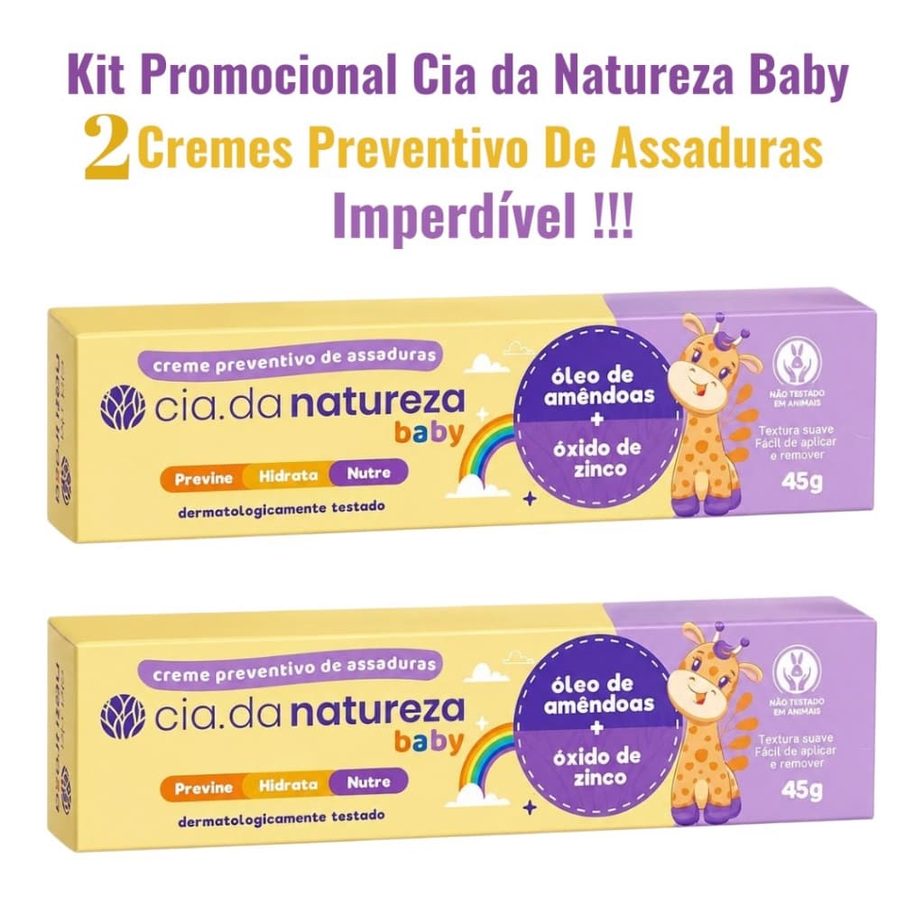 Kit 2 Pomadas para Assadura Bebê Cia da Natureza Baby 45g Óleo de Amêndoas + Óxido de Zinco