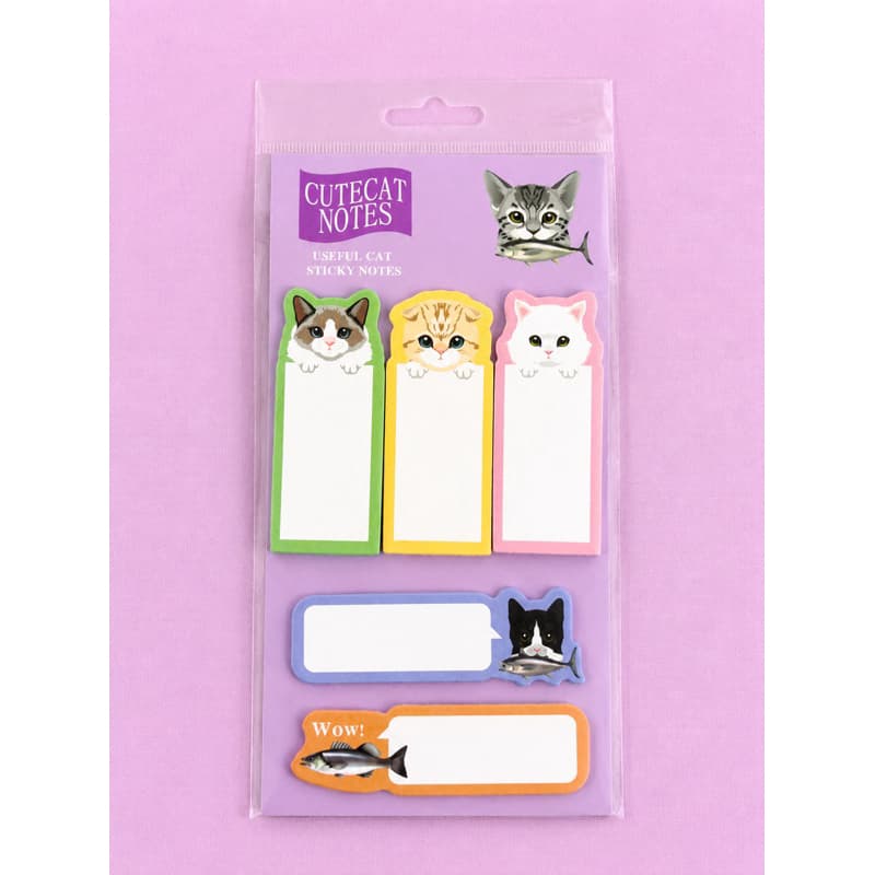 Kit Bloco de Notas Adesivas Gatinho Sticky Notes Marcador de Página Papelaria Fofa