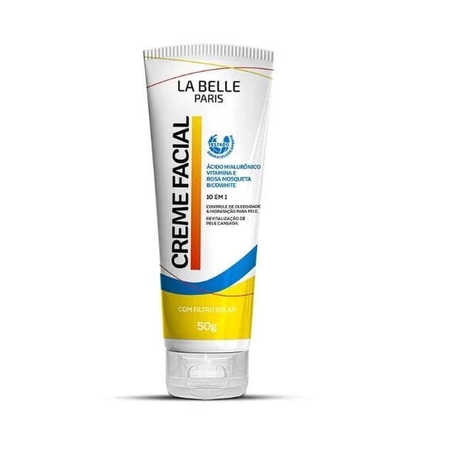 Creme Facial La Belle 10 em 1 com Filtro Solar 50g – Ácido Hialurônico + Vitamina E + Rosa Mosqueta | Hidratante Facial