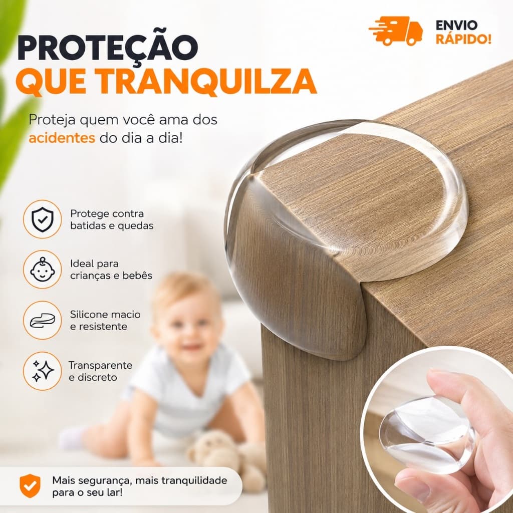 Protetor De Quina Silicone Mesa Segurança Para Crianças E Bebes Proteção Promoção