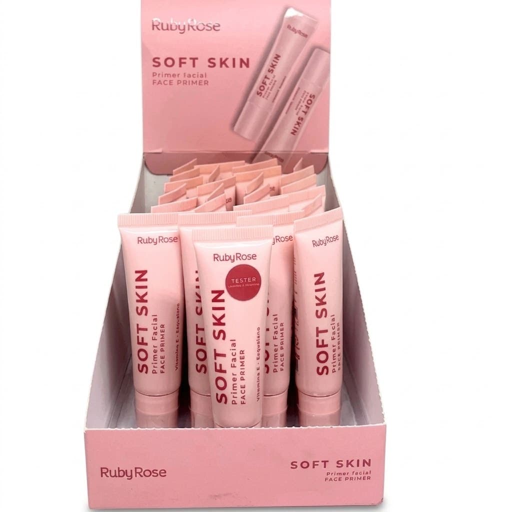 Box 24 Primer Facial Ruby Rose Soft Skin HB-M1700 Textura Aveludada Fixador de Maquiagem