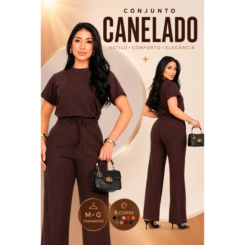 Conjunto Canelado Premium - Blusa e Calça Social Feminina Para Eventos Reuniões E Trabalho