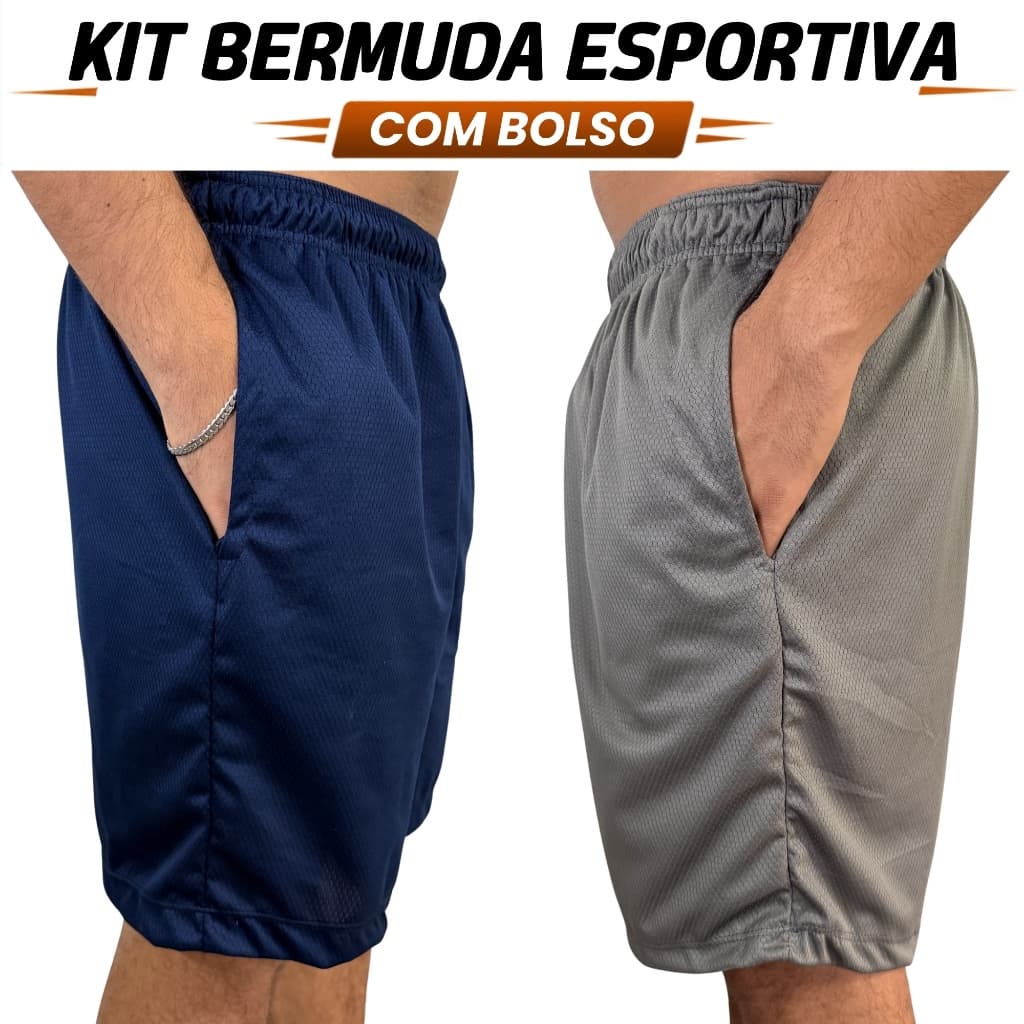 Kit Bermuda Masculina Short Fitness Calção Masculino de Futebol para Atividade Física e Academia