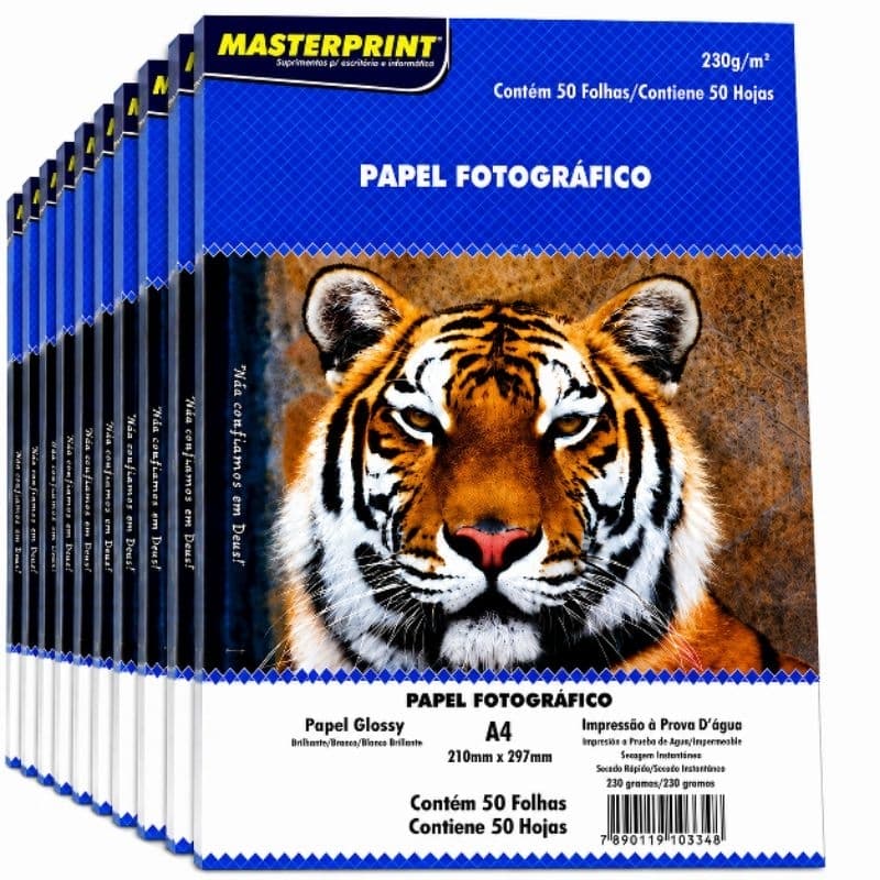 Papel Fotográfico Brilhante A4 Glossy 230g Masteprint Premium 50 a 200 folhas| Papelaria personalizada |impressão vivas