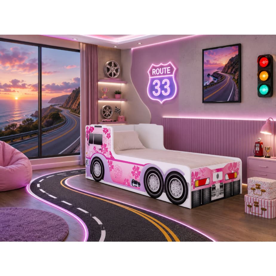 Cama Infantil Caminhão com Colchão toda feita em MDF