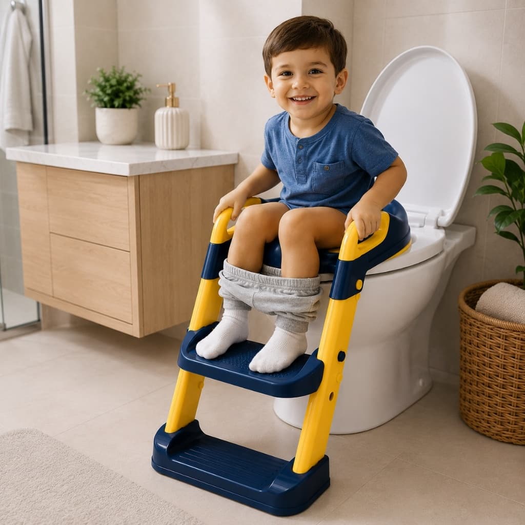 Assento Troninho Redutor  Infantil Com Escada Para Vaso Sanitário Criança Segurança