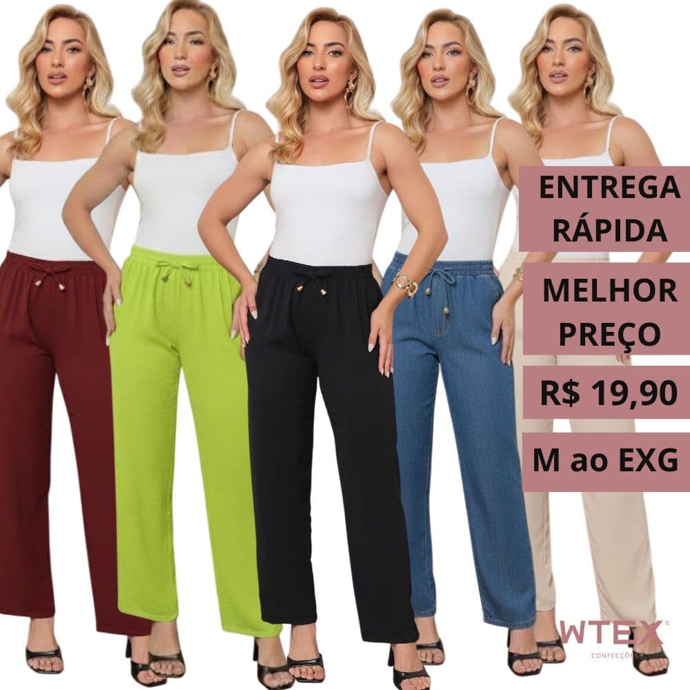 CALÇA PANTALONA duna plus size soltinha flare cintura alta feminina G GG EXG