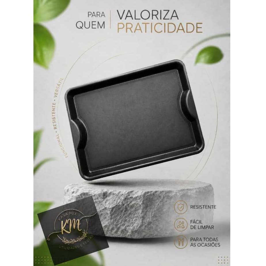 Bandeja Organizadora  Fast Food kit 4 peças Reforçada Multiuso Preto cantinho café, padaria, refeição