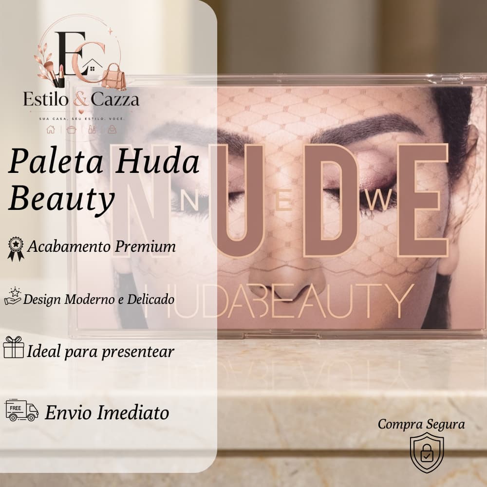 Paleta de Sombras Nude HudaBeauty - 18 Cores Pigmentadas