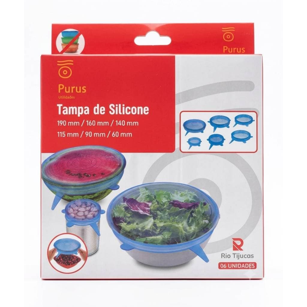 Kit 6 tampas de silicone multiuso versatilidade para potes tigelas e recipientes puros de 60 a 190mm
